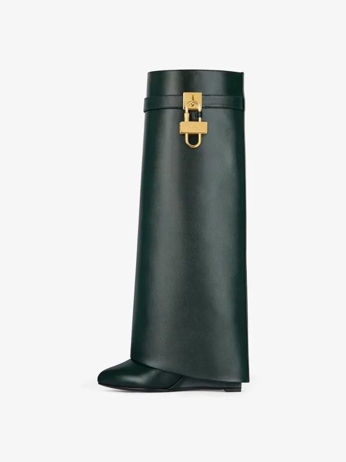 Women Shark Lock Givenchy Shark Lock Boots In Leather Green Forest