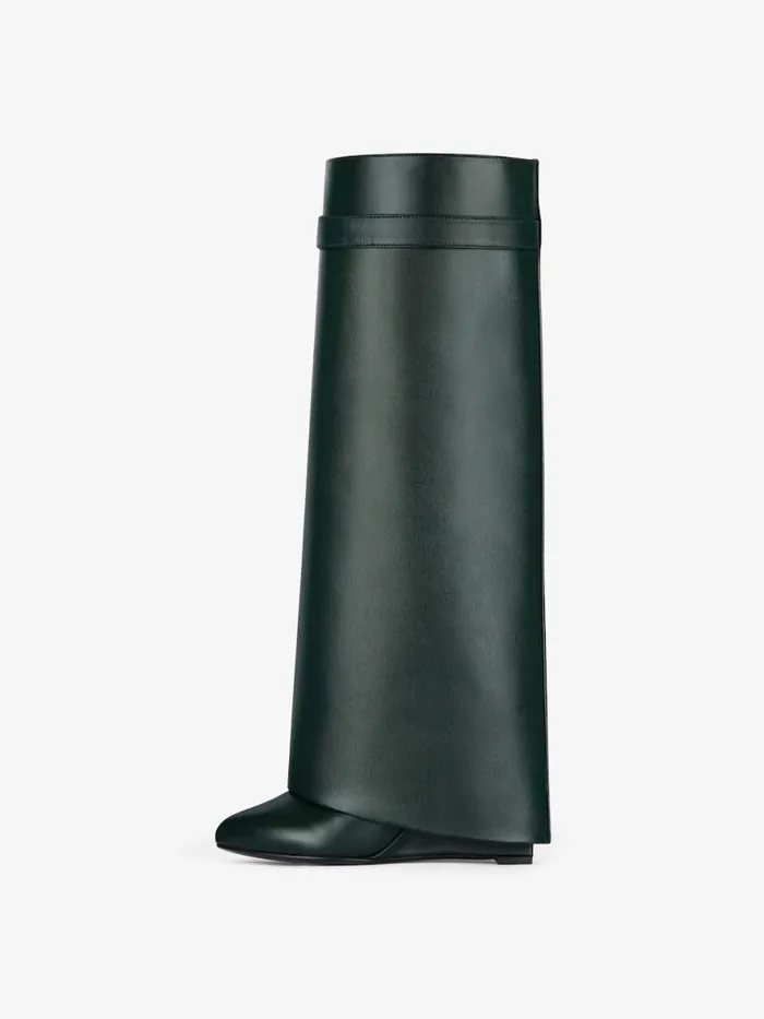 Women Shark Lock Givenchy Shark Lock Boots In Leather Green Forest