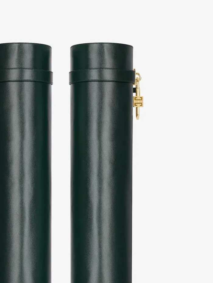 Women Shark Lock Givenchy Shark Lock Boots In Leather Green Forest