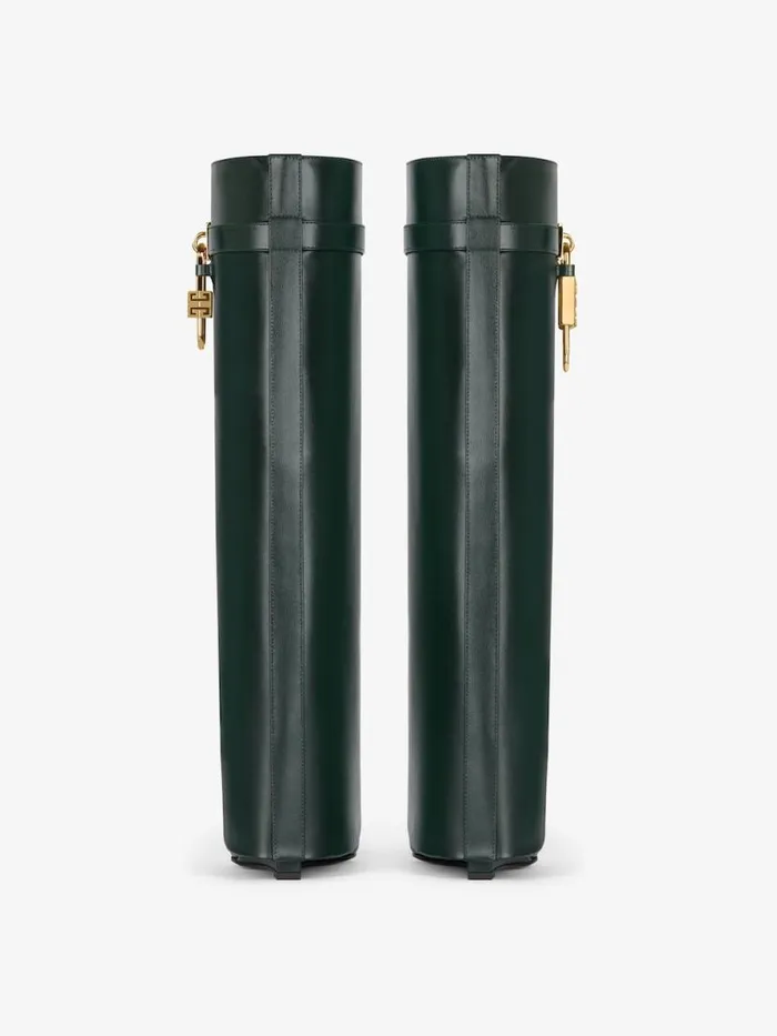 Women Shark Lock Givenchy Shark Lock Boots In Leather Green Forest