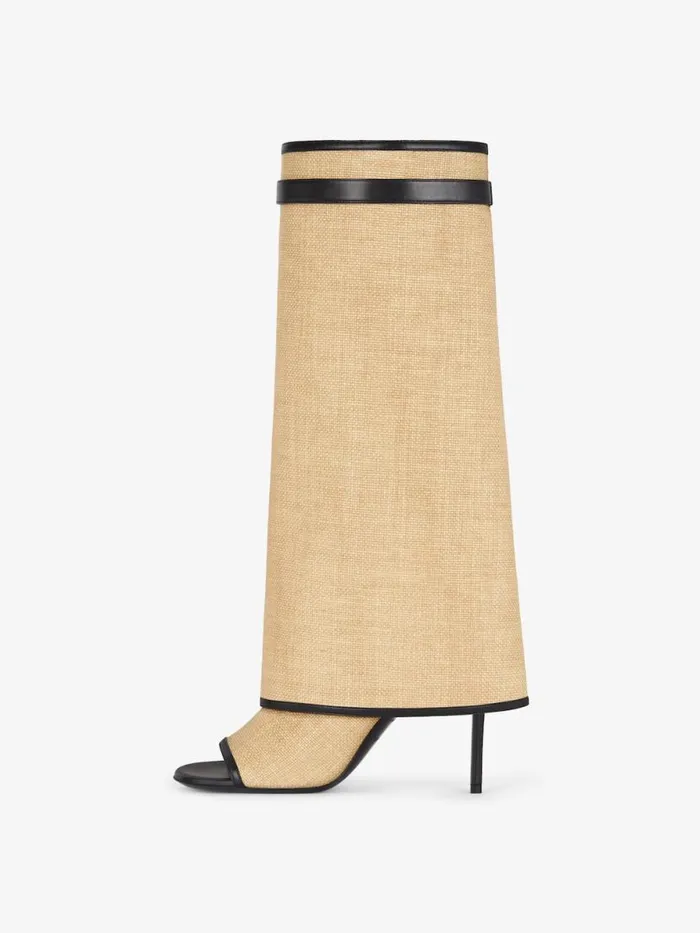 Women Shark Lock Givenchy Shark Lock Stiletto Sandal Boots In Raffia Black Women Shark Lock Givenchy Shark Lock Stiletto Sandal Boots In Raffia Black