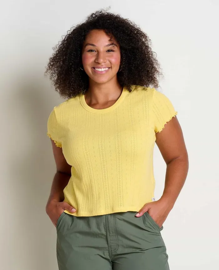 Women Shirts and Tops Toad and Co Foothill Pointelle Baby Tee Chamomile