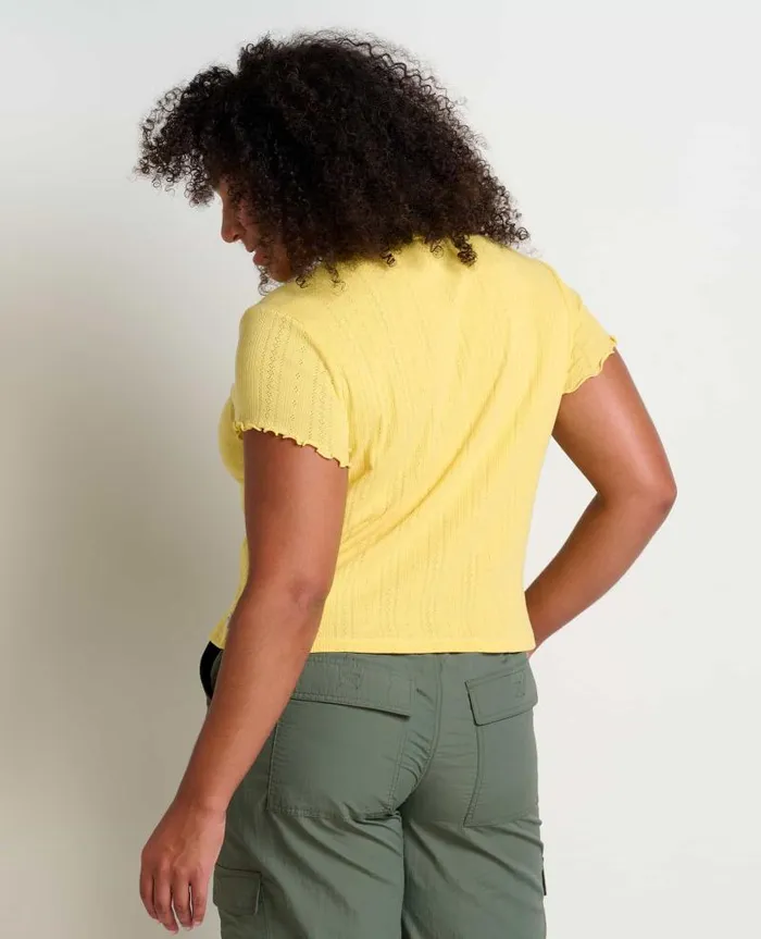 Women Shirts and Tops Toad and Co Foothill Pointelle Baby Tee Chamomile