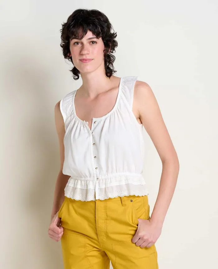 Women Shirts and Tops Toad and Co Manzana Ruffle Tank Egret