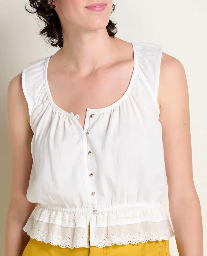 Women Shirts and Tops Toad and Co Manzana Ruffle Tank Egret