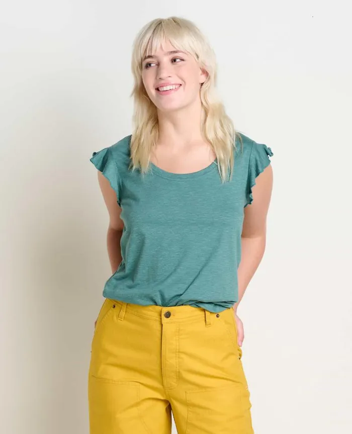 Women Shirts and Tops Toad and Co Rufflita II Tee Silver Pine
