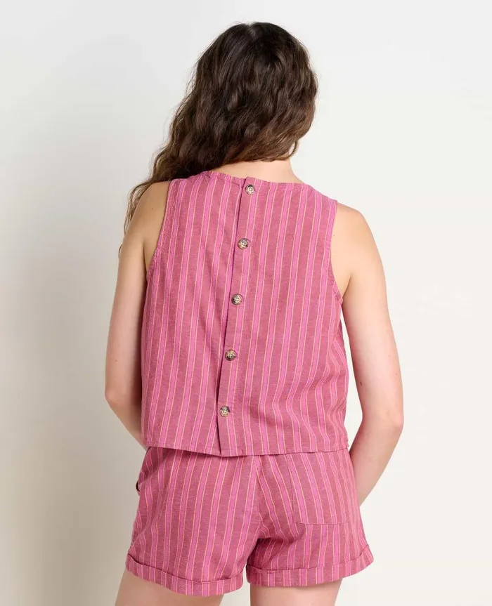 Women Shirts and Tops Toad and Co Taj Hemp Button Back Tank II Tulip Stripe