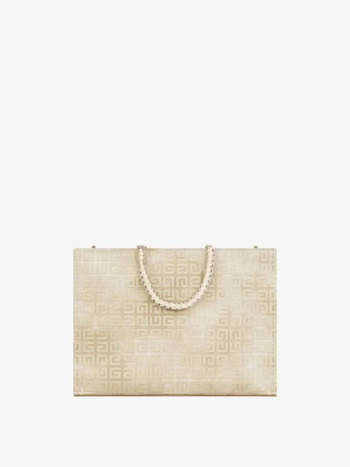 Women Shoulder Bags Givenchy Medium GTote Shopping Bag In 4G Canvas With Chain Dusty Golden