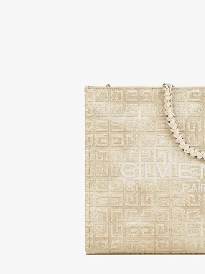Women Shoulder Bags Givenchy Medium GTote Shopping Bag In 4G Canvas With Chain Dusty Golden
