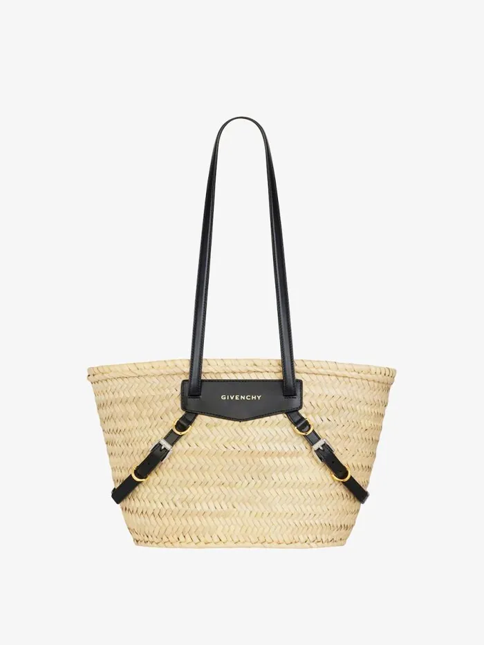 Women Shoulder Bags Givenchy Small Voyou Basket Bag In Raffia Black