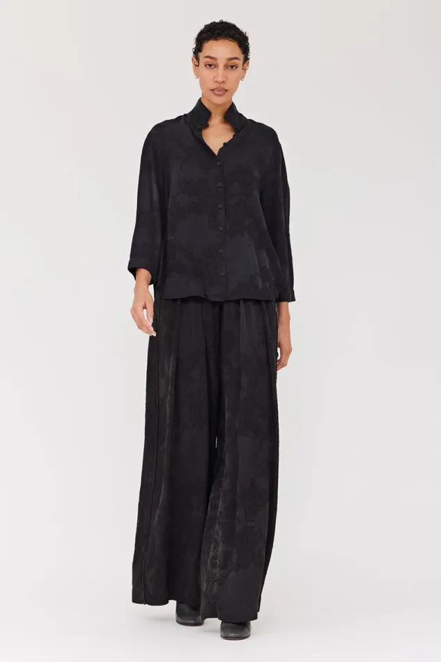 Women Silk Jacquard Black Lauren Blouse Raquel Allegra Tops