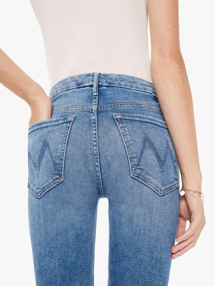 Women Skinny Mother Denim High Waisted Looker Ankle Wash On The Road