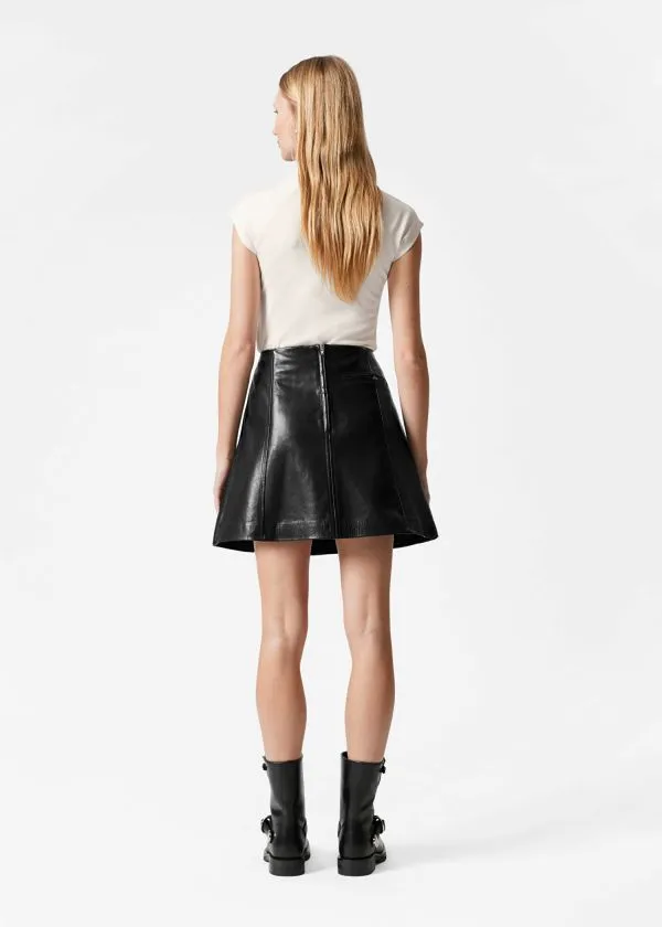 Women Skirts and Other Stories ALine Leather Mini Skirt Black