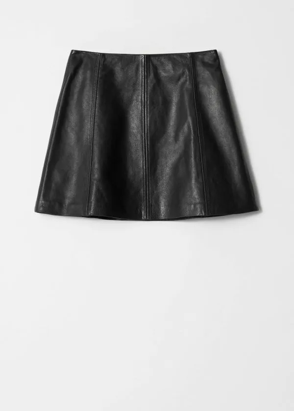 Women Skirts and Other Stories ALine Leather Mini Skirt Black