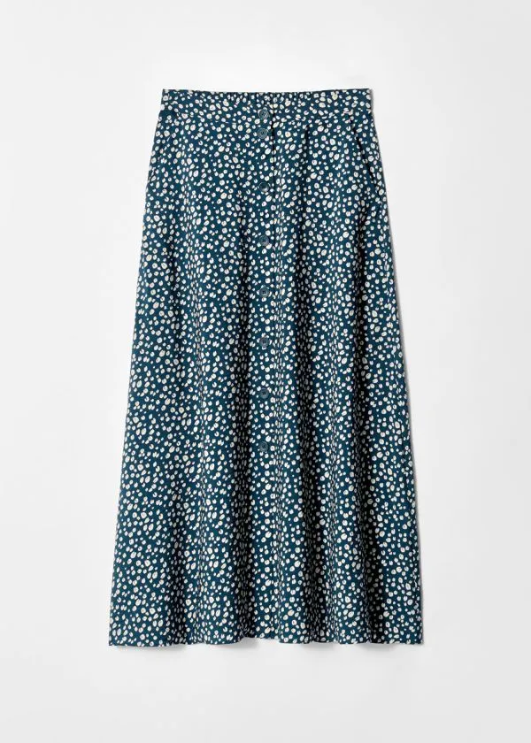 Women Skirts and Other Stories Buttoned ALine Midi Skirt Navyandbeige Pattern