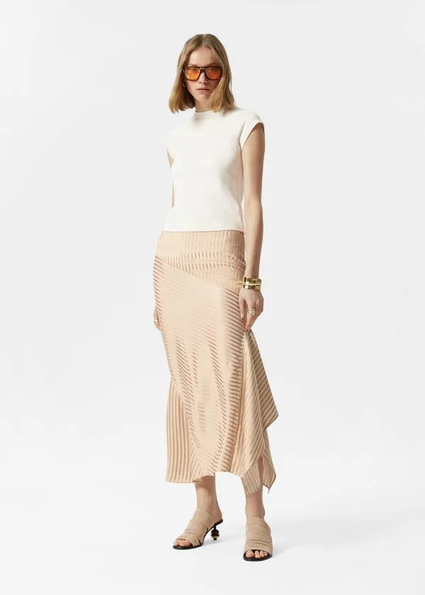Women Skirts and Other Stories Flounced Pencil Midi Skirt Beigeandpink