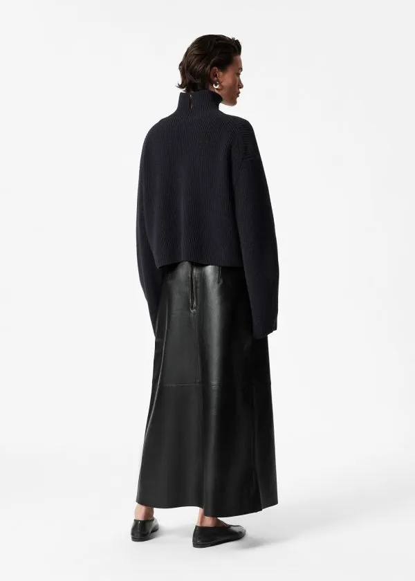 Women Skirts and Other Stories Leather Midi Skirt Black