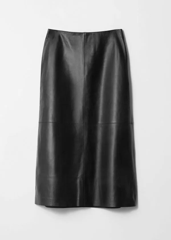 Women Skirts and Other Stories Leather Midi Skirt Black