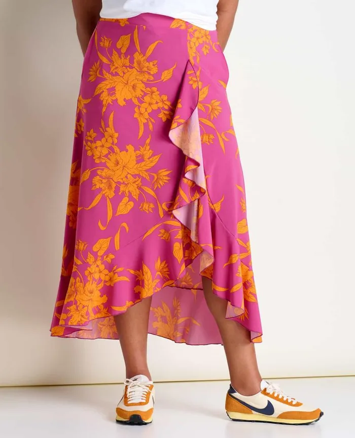 Women Skirts and Skorts Toad and Co Sunkissed Wrap Skirt Flame Leaf Texture Print