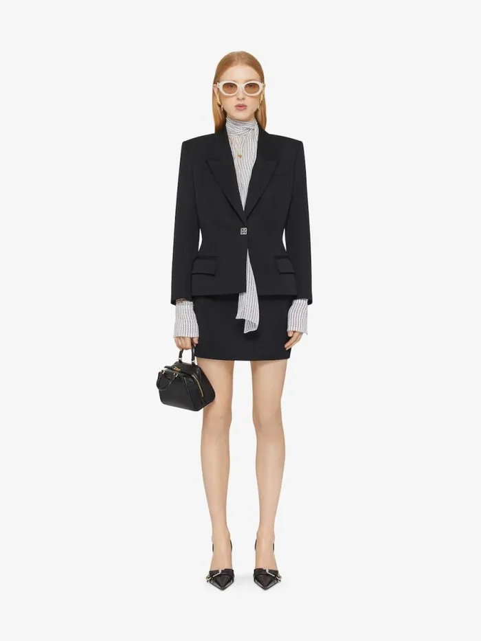 Women Skirts Givenchy Mini Skirt In Wool With 4G Liquid Detail Black