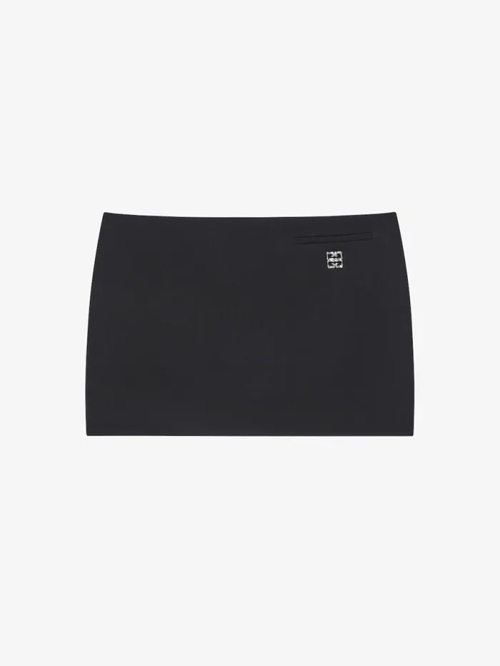 Women Skirts Givenchy Mini Skirt In Wool With 4G Liquid Detail Black