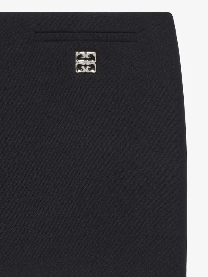 Women Skirts Givenchy Mini Skirt In Wool With 4G Liquid Detail Black