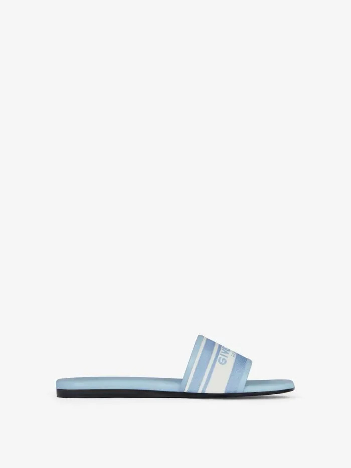 Women Slides and Sandals Givenchy 4G Flat Mules In Denim With Stripes Whiteblue Women Slides and Sandals Givenchy 4G Flat Mules In Denim With Stripes Whiteblue