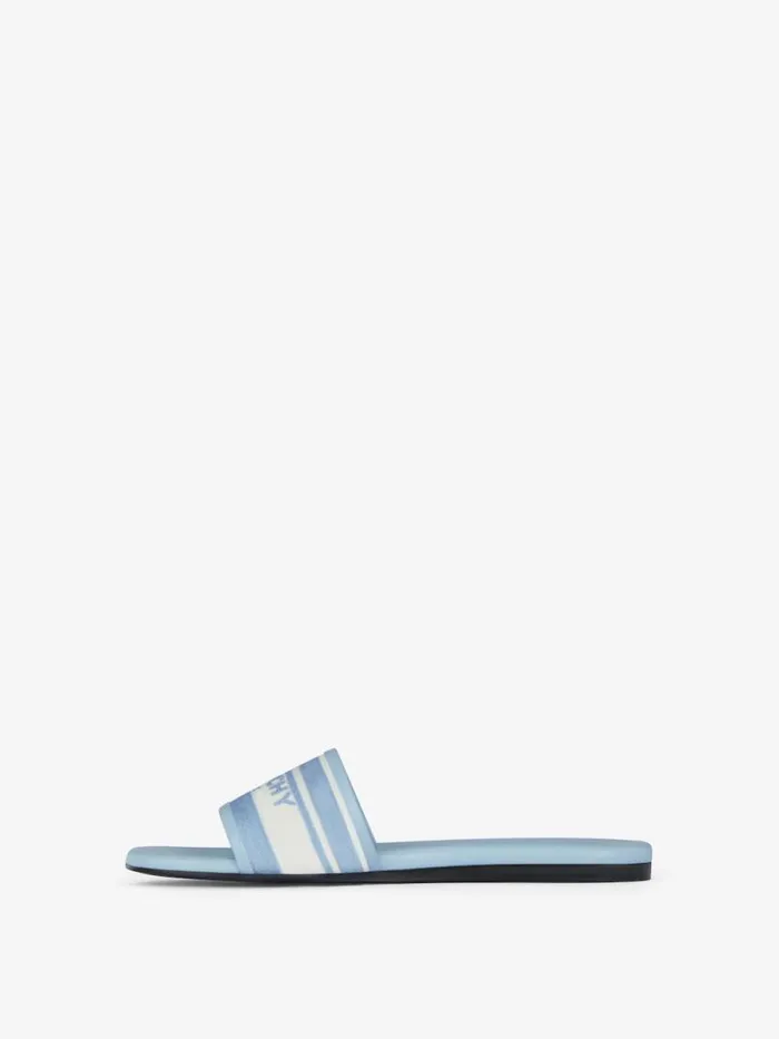 Women Slides and Sandals Givenchy 4G Flat Mules In Denim With Stripes Whiteblue Women Slides and Sandals Givenchy 4G Flat Mules In Denim With Stripes Whiteblue