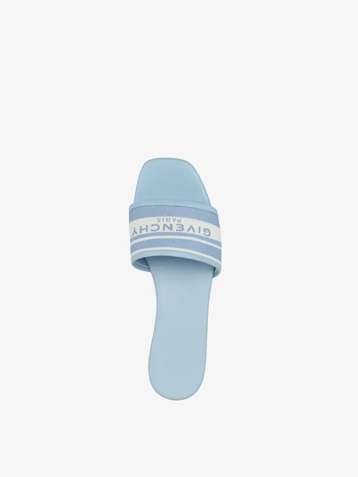 Women Slides and Sandals Givenchy 4G Flat Mules In Denim With Stripes Whiteblue Women Slides and Sandals Givenchy 4G Flat Mules In Denim With Stripes Whiteblue