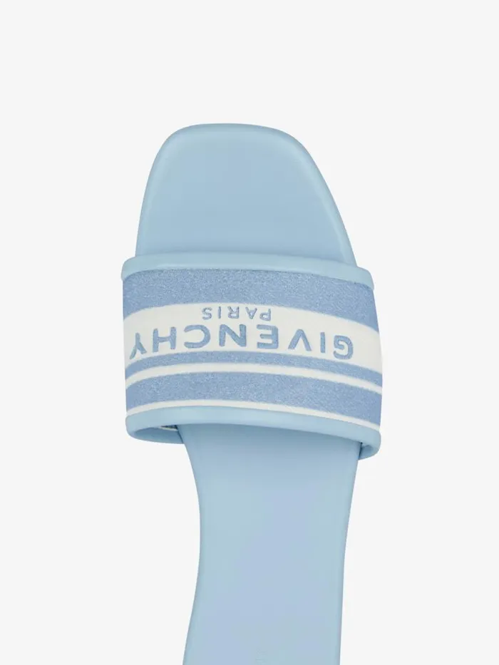 Women Slides and Sandals Givenchy 4G Flat Mules In Denim With Stripes Whiteblue Women Slides and Sandals Givenchy 4G Flat Mules In Denim With Stripes Whiteblue