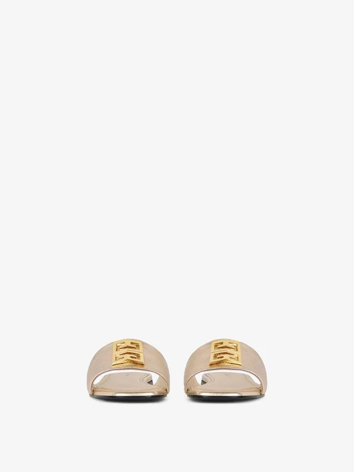 Women Slides and Sandals Givenchy 4G Flat Mules In Laminated Leather Dusty Golden Women Slides and Sandals Givenchy 4G Flat Mules In Laminated Leather Dusty Golden