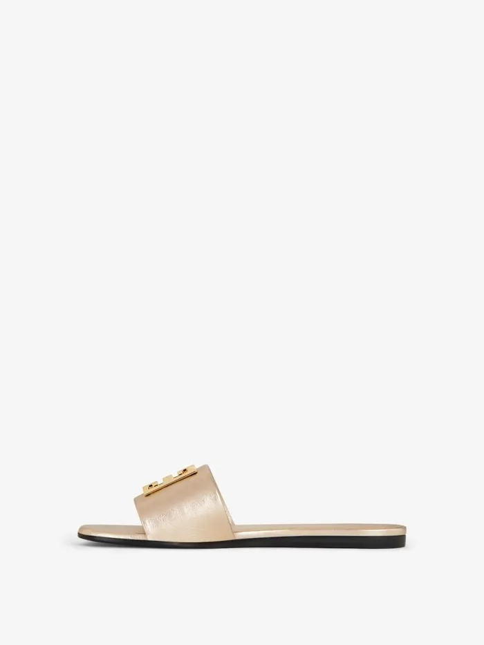 Women Slides and Sandals Givenchy 4G Flat Mules In Laminated Leather Dusty Golden Women Slides and Sandals Givenchy 4G Flat Mules In Laminated Leather Dusty Golden