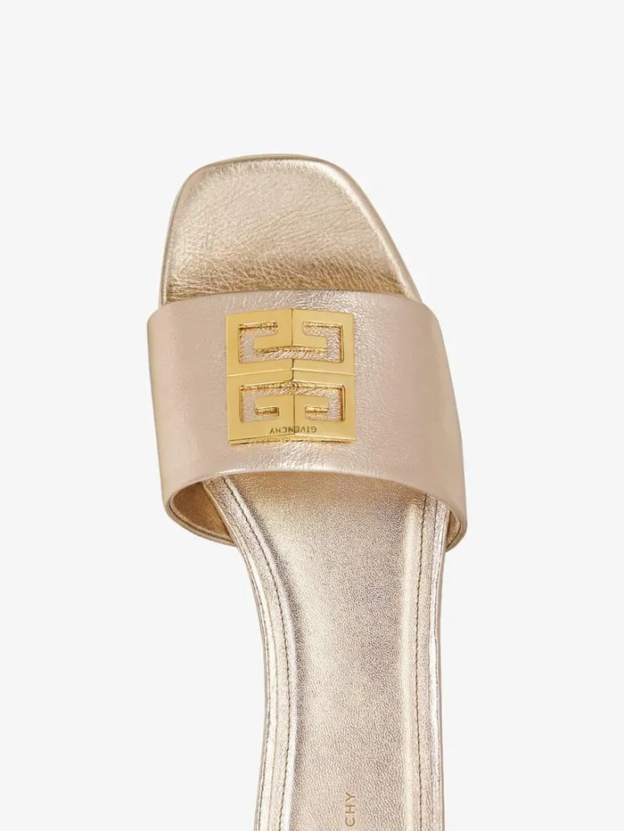 Women Slides and Sandals Givenchy 4G Flat Mules In Laminated Leather Dusty Golden Women Slides and Sandals Givenchy 4G Flat Mules In Laminated Leather Dusty Golden