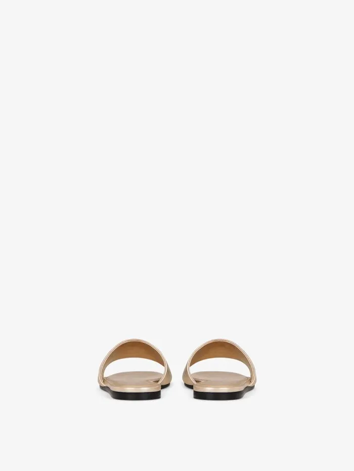 Women Slides and Sandals Givenchy 4G Flat Mules In Laminated Leather Dusty Golden Women Slides and Sandals Givenchy 4G Flat Mules In Laminated Leather Dusty Golden