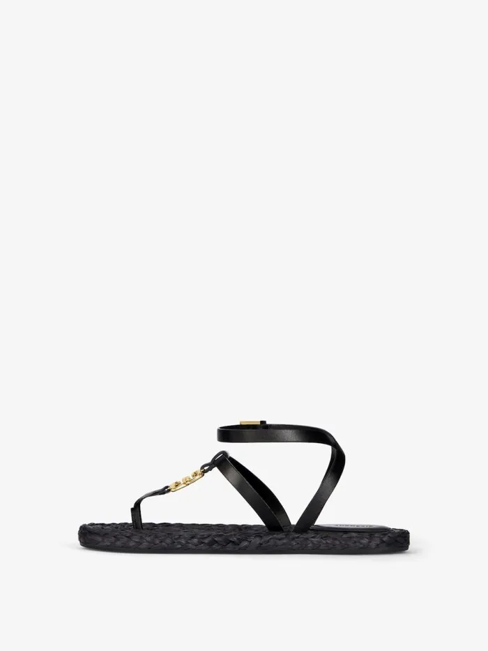 Women Slides and Sandals Givenchy 4G Liquid Sandals In Raffia Black