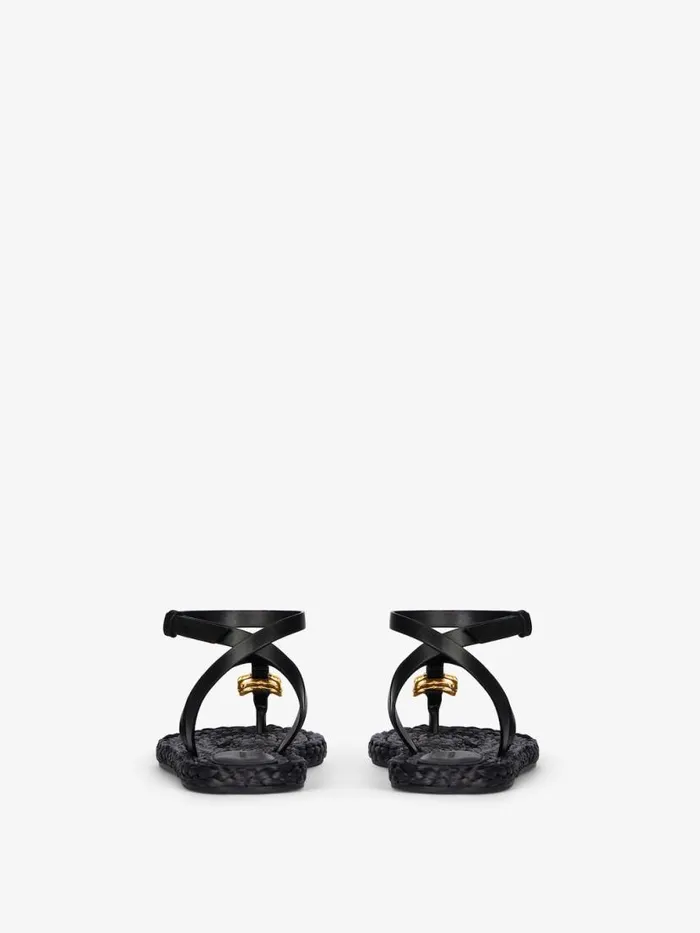 Women Slides and Sandals Givenchy 4G Liquid Sandals In Raffia Black