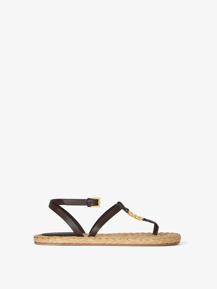 Women Slides and Sandals Givenchy 4G Liquid Sandals In Raffia Ebonynatural