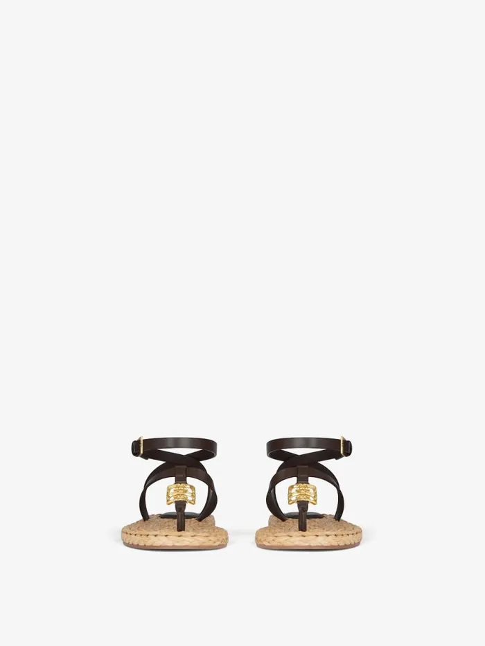 Women Slides and Sandals Givenchy 4G Liquid Sandals In Raffia Ebonynatural Women Slides and Sandals Givenchy 4G Liquid Sandals In Raffia Ebonynatural