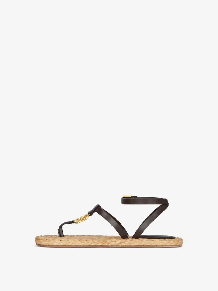 Women Slides and Sandals Givenchy 4G Liquid Sandals In Raffia Ebonynatural Women Slides and Sandals Givenchy 4G Liquid Sandals In Raffia Ebonynatural