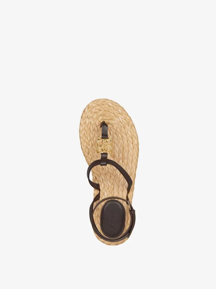Women Slides and Sandals Givenchy 4G Liquid Sandals In Raffia Ebonynatural Women Slides and Sandals Givenchy 4G Liquid Sandals In Raffia Ebonynatural