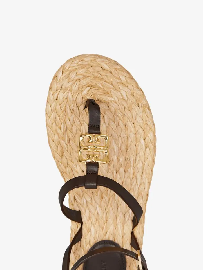 Women Slides and Sandals Givenchy 4G Liquid Sandals In Raffia Ebonynatural Women Slides and Sandals Givenchy 4G Liquid Sandals In Raffia Ebonynatural