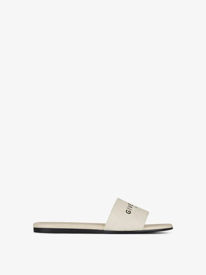 Women Slides and Sandals Givenchy 4G Mules In Canvas Beigeblack