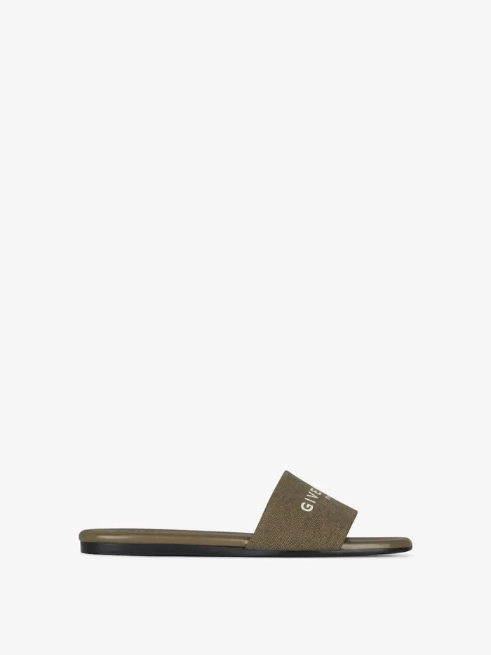 Women Slides and Sandals Givenchy 4G Mules In Canvas Dark Khaki