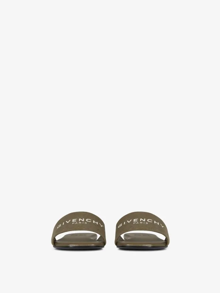 Women Slides and Sandals Givenchy 4G Mules In Canvas Dark Khaki Women Slides and Sandals Givenchy 4G Mules In Canvas Dark Khaki