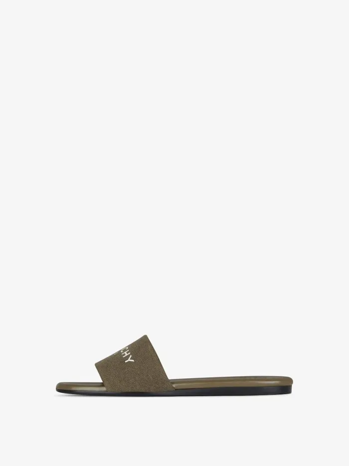 Women Slides and Sandals Givenchy 4G Mules In Canvas Dark Khaki Women Slides and Sandals Givenchy 4G Mules In Canvas Dark Khaki