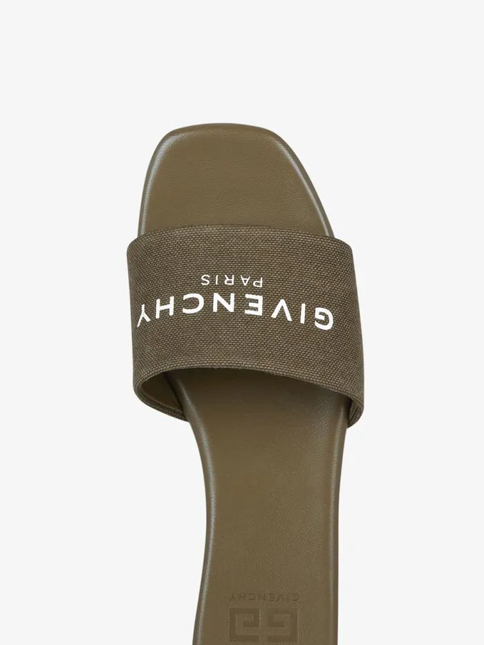 Women Slides and Sandals Givenchy 4G Mules In Canvas Dark Khaki Women Slides and Sandals Givenchy 4G Mules In Canvas Dark Khaki