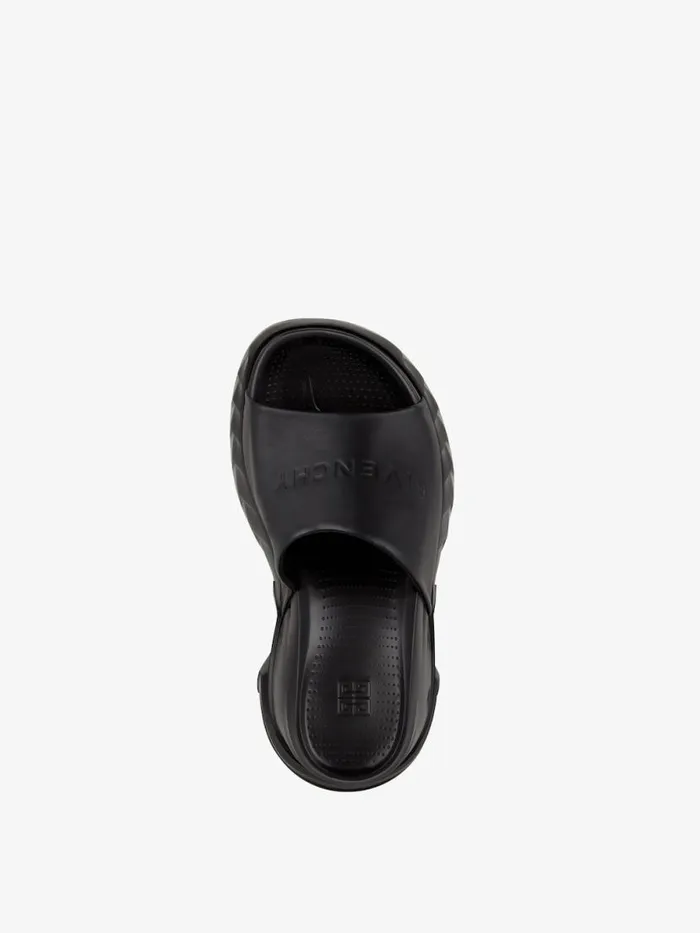 Women Slides and Sandals Givenchy Marshmallow Wedge Sandals In Leather Black