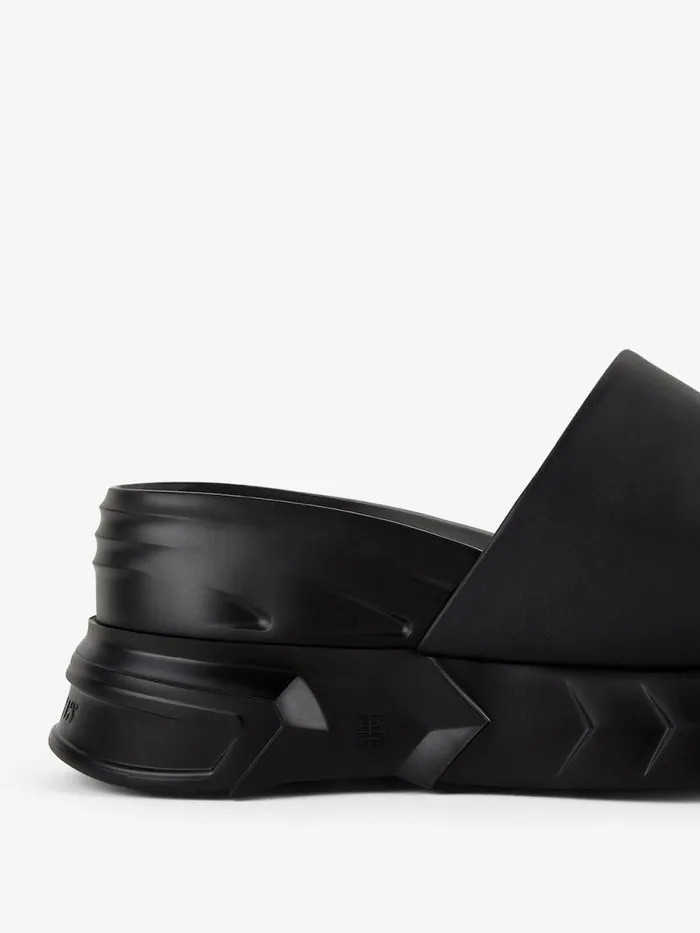 Women Slides and Sandals Givenchy Marshmallow Wedge Sandals In Leather Black