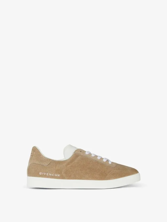 Women Sneakers Givenchy Town Sneakers In Suede Natural Beige