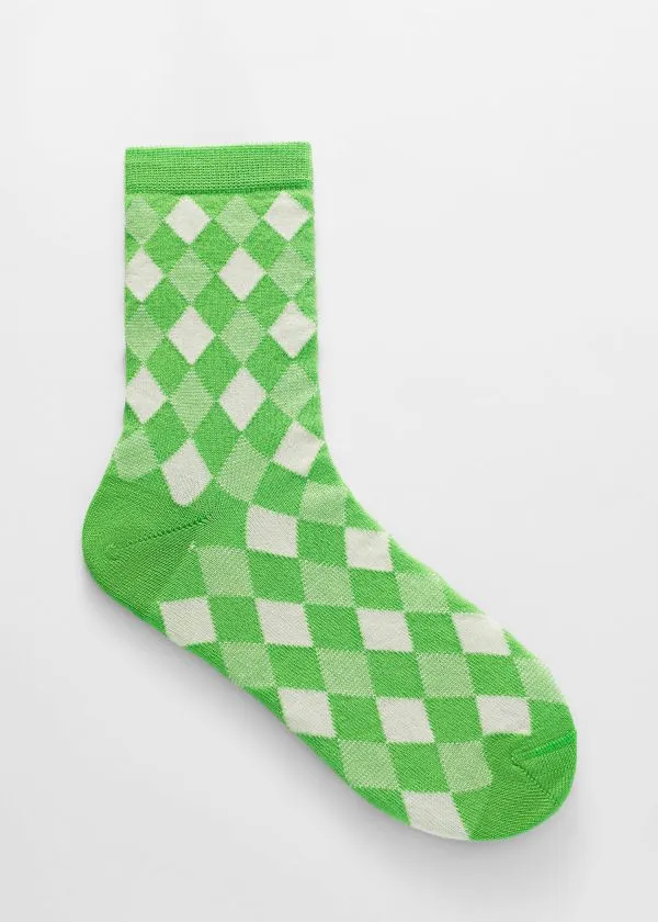 Women Socks and Tights and Other Stories Checked Socks Green